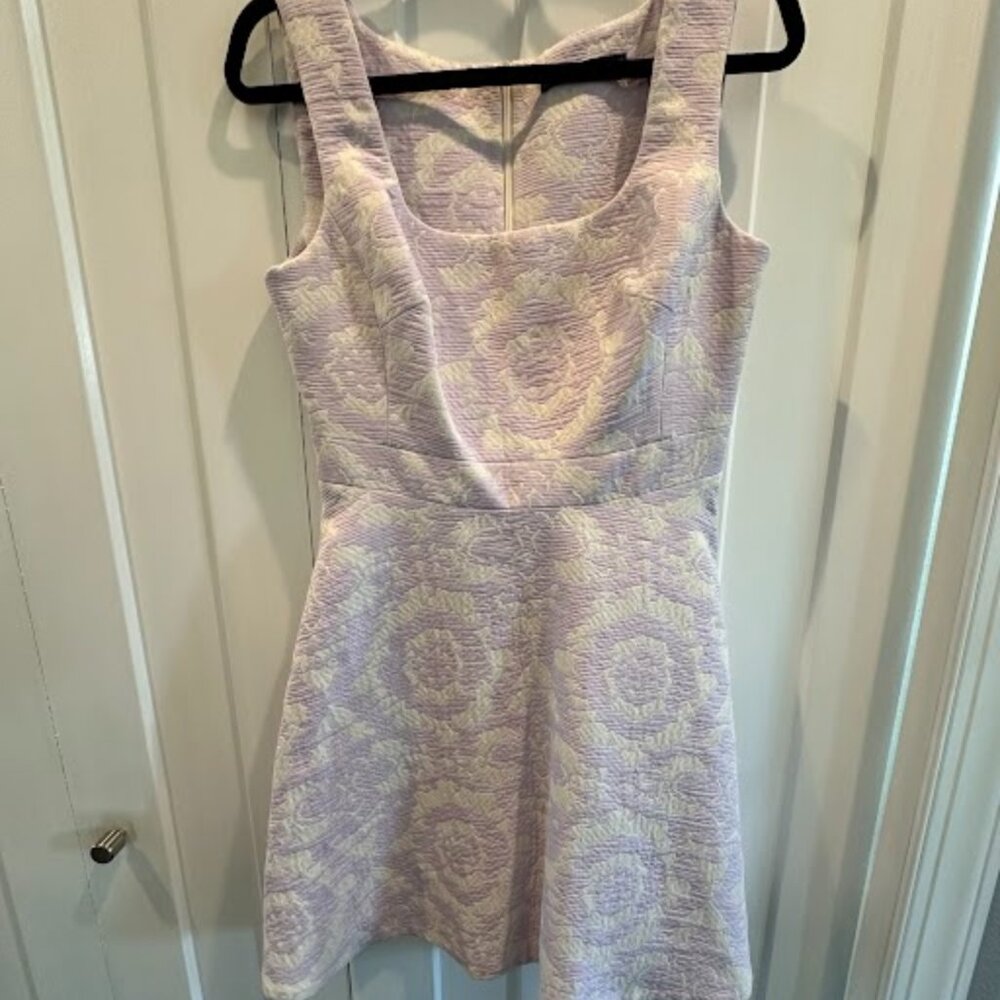 Light purple on white Brocade A-Line Dress
